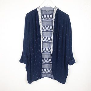 Miss Me Size XS Navy Blue Tribal Open Cardigan